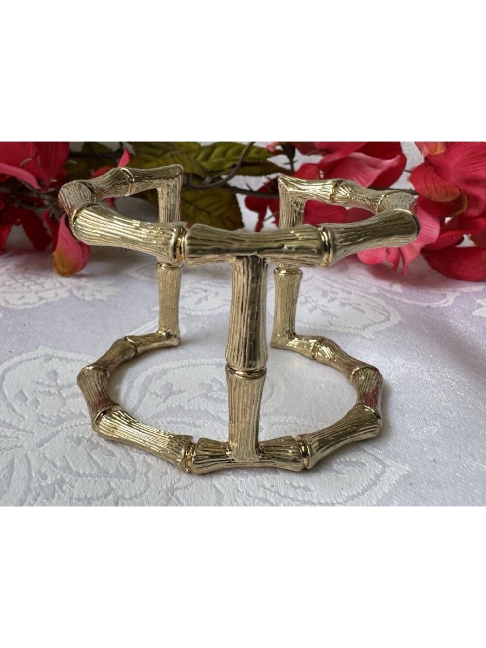 Bamboo Bangle Bracelet Cuff Goldtone 1 3/4" WIde NEW